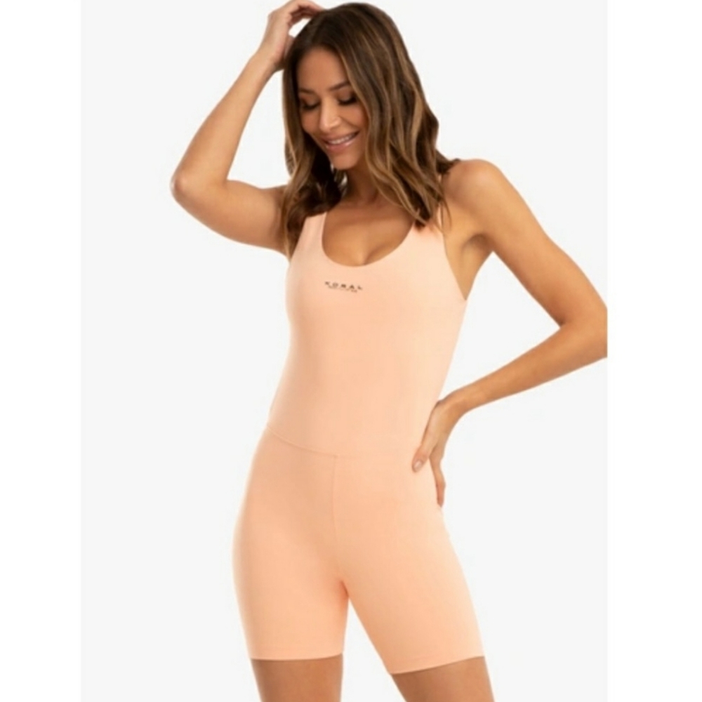 Koral Test Blackout Short Jumpsuit Pompano Orange Medium Nwt - Picture 6 of 8